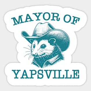 Mayor of Yapsville Funny Possum Sticker